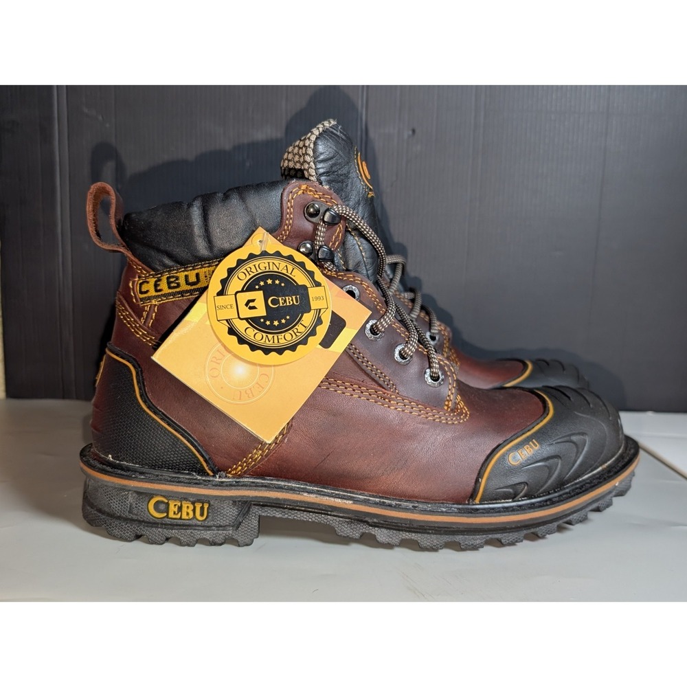 CEBU Mens Work Boots Soft Toe TK Borce Shark Shedron Leather Size 10.5 EE NWB